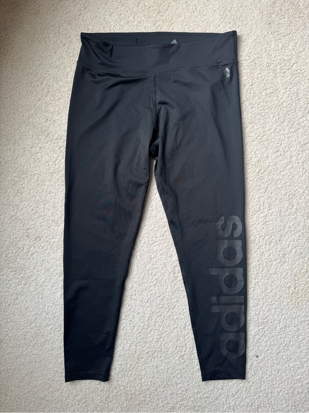 adidas Black High-Waist Logo Leggings with Side Branding